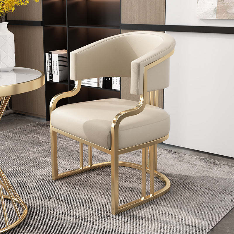 Modern Semicircle Metal Leather Dining Chair
