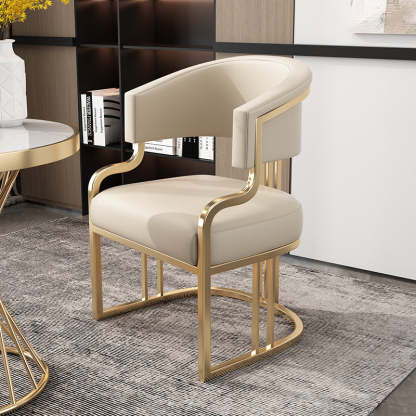Modern Semicircle Metal Leather Dining Chair