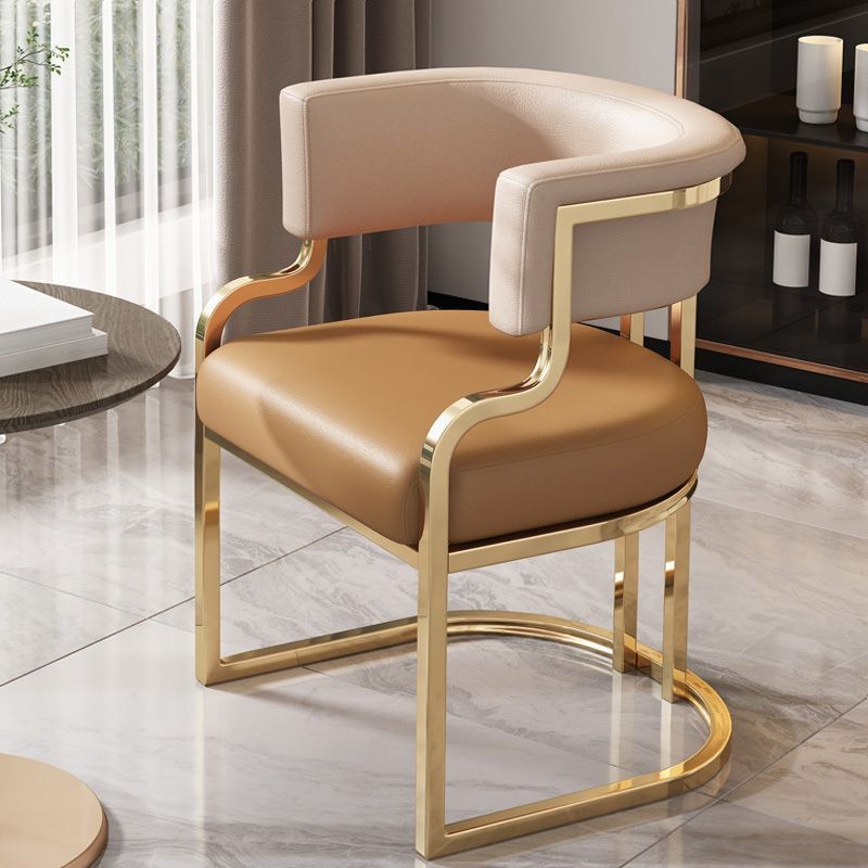 Modern Semicircle Metal Leather Dining Chair
