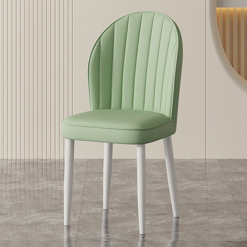 Nordic Shell Steel Leather Dining Chair