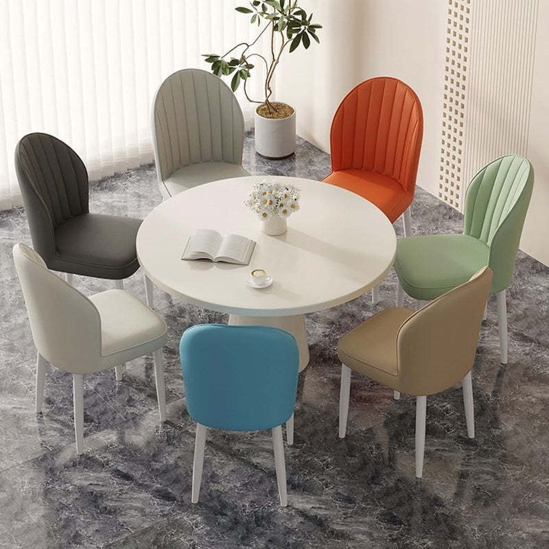 Nordic Shell Steel Leather Dining Chair — Green
