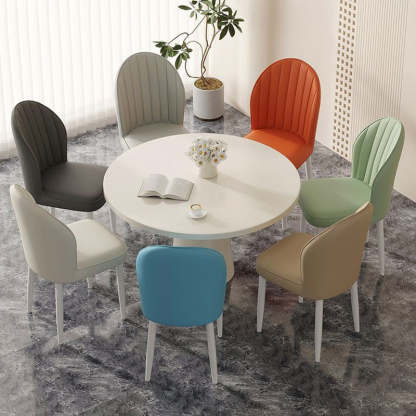 Nordic Shell Steel Leather Dining Chair — Green