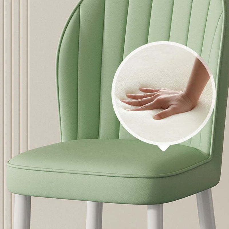 Nordic Shell Steel Leather Dining Chair — Khaki