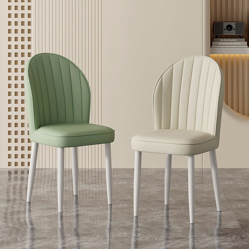 Nordic Shell Steel Leather Dining Chair