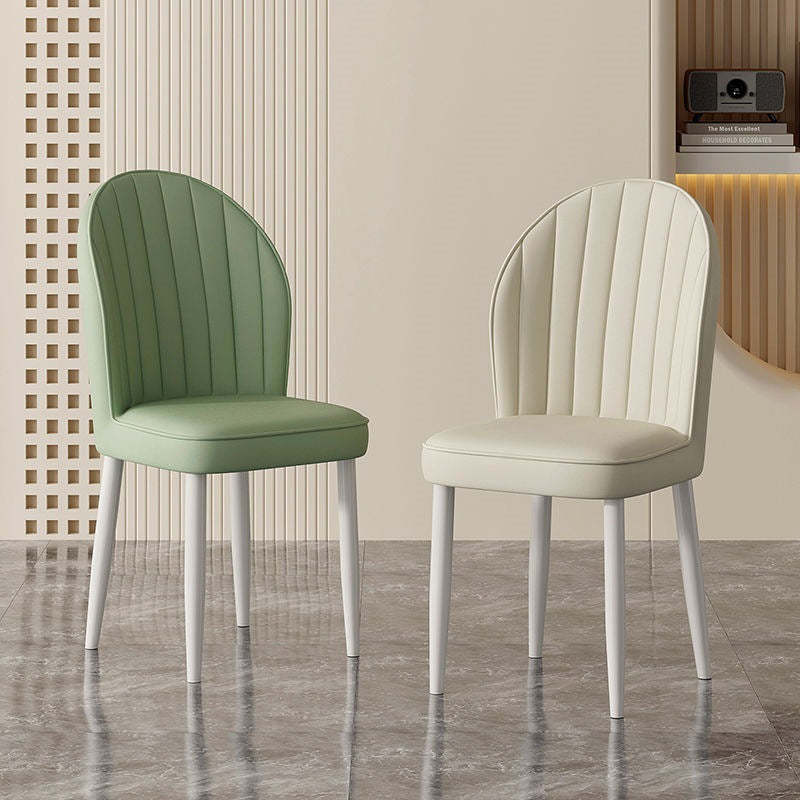 Nordic Shell Steel Leather Dining Chair