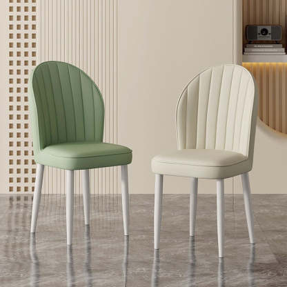 Nordic Shell Steel Leather Dining Chair