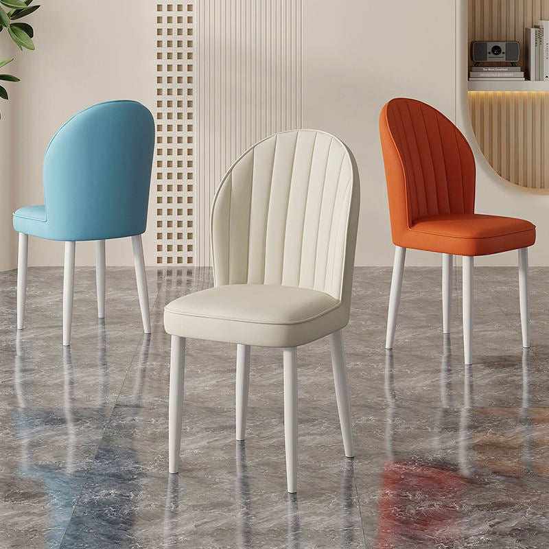 Nordic Shell Steel Leather Dining Chair