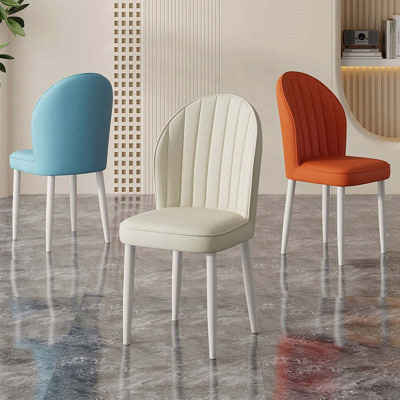 Nordic Shell Steel Leather Dining Chair