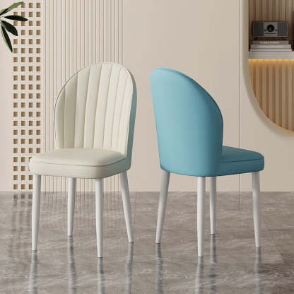 Nordic Shell Steel Leather Dining Chair