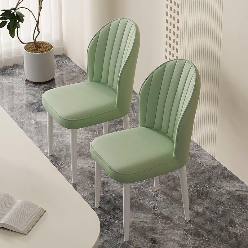 Nordic Shell Steel Leather Dining Chair