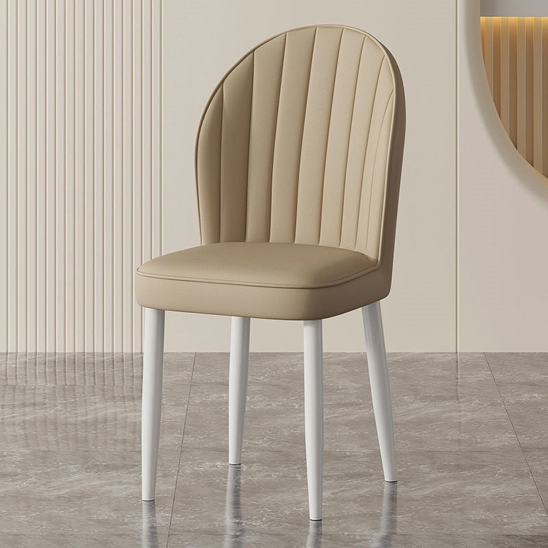 Nordic Shell Steel Leather Dining Chair