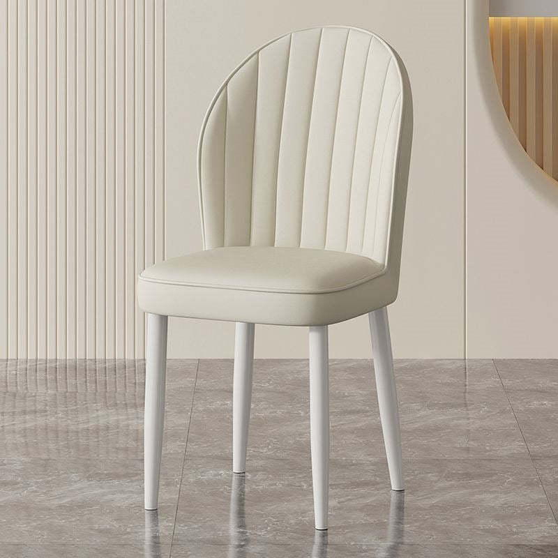 Nordic Shell Steel Leather Dining Chair