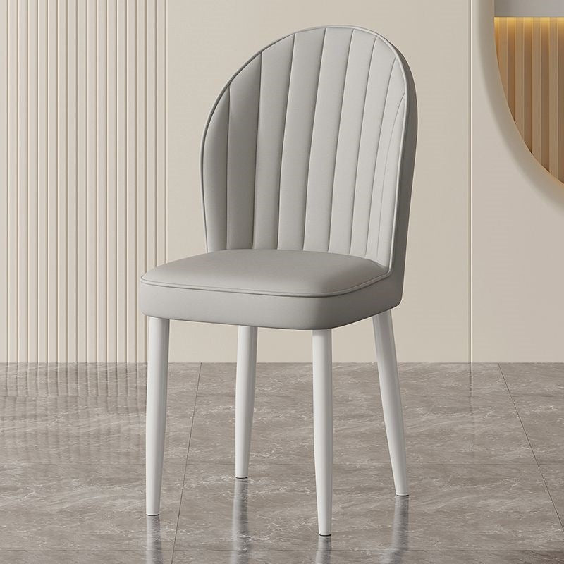 Nordic Shell Steel Leather Dining Chair