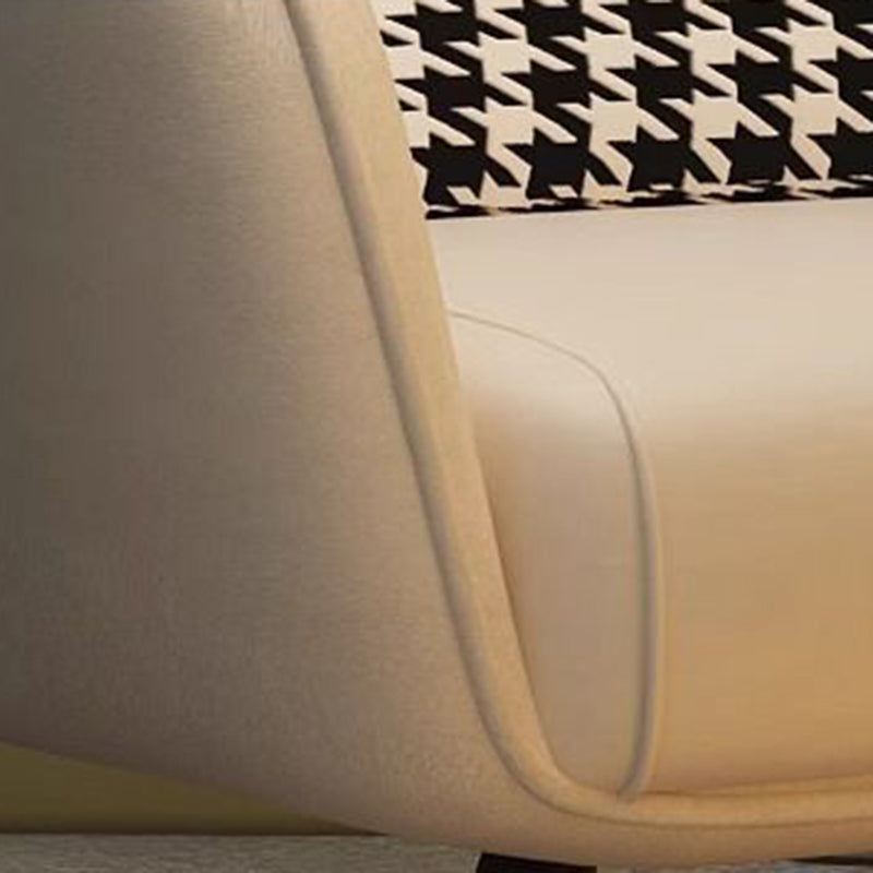 Minimalist Curved Metal Leather Accent Chair