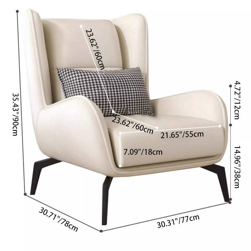 Minimalist Curved Metal Leather Accent Chair — Gray