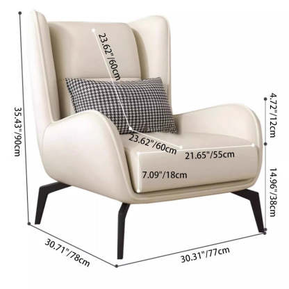 Minimalist Curved Metal Leather Accent Chair — Gray