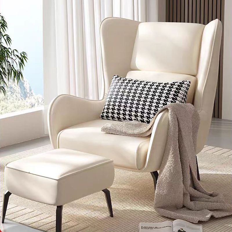 Minimalist Curved Metal Leather Accent Chair