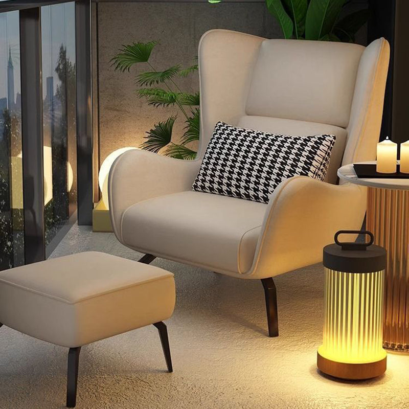 Minimalist Curved Metal Leather Accent Chair