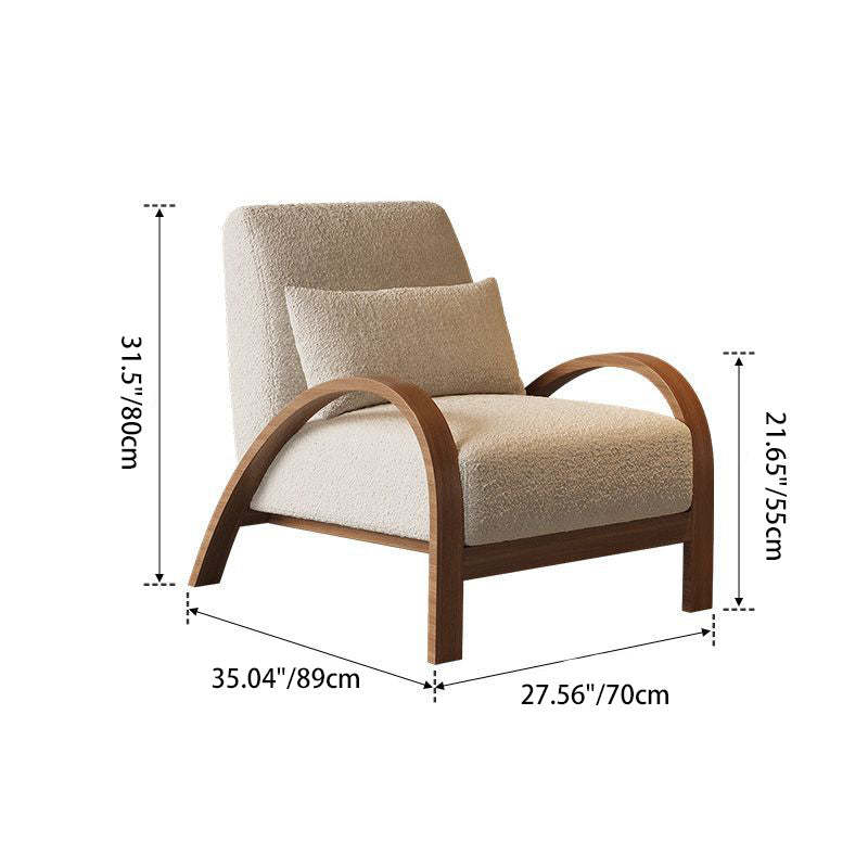 Nordic Curved Metal Lambswool Accent Chair