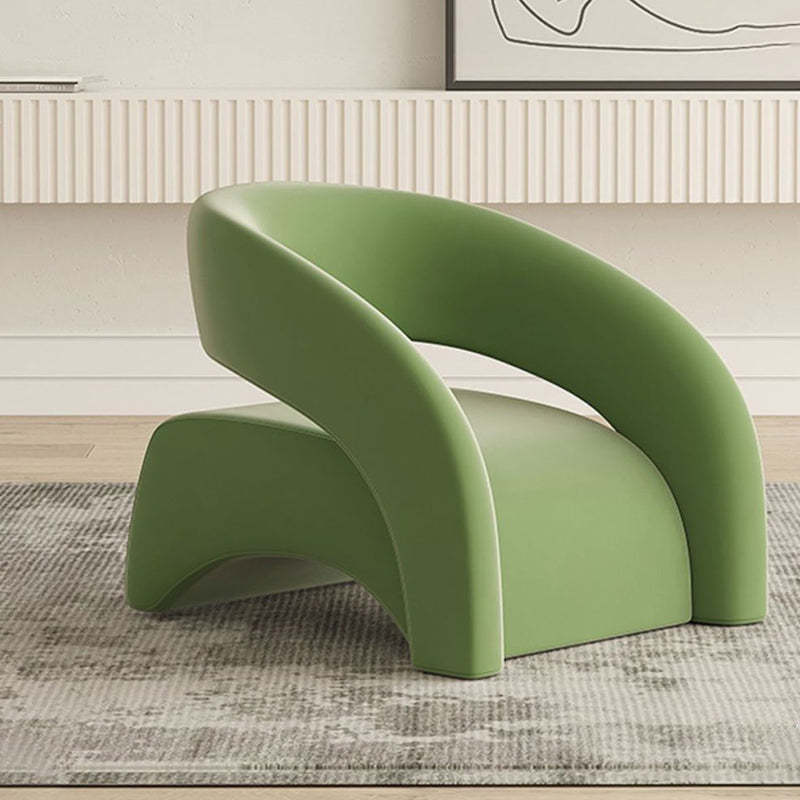Scandinavian Cream Curved Lambswool Velvet Accent Chair
