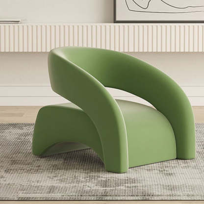 Scandinavian Cream Curved Lambswool Velvet Accent Chair