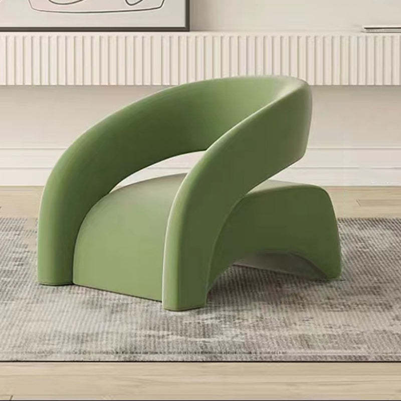 Scandinavian Cream Curved Lambswool Velvet Accent Chair