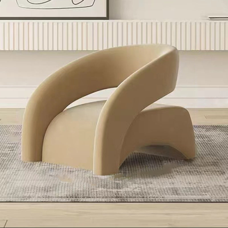 Scandinavian Cream Curved Lambswool Velvet Accent Chair