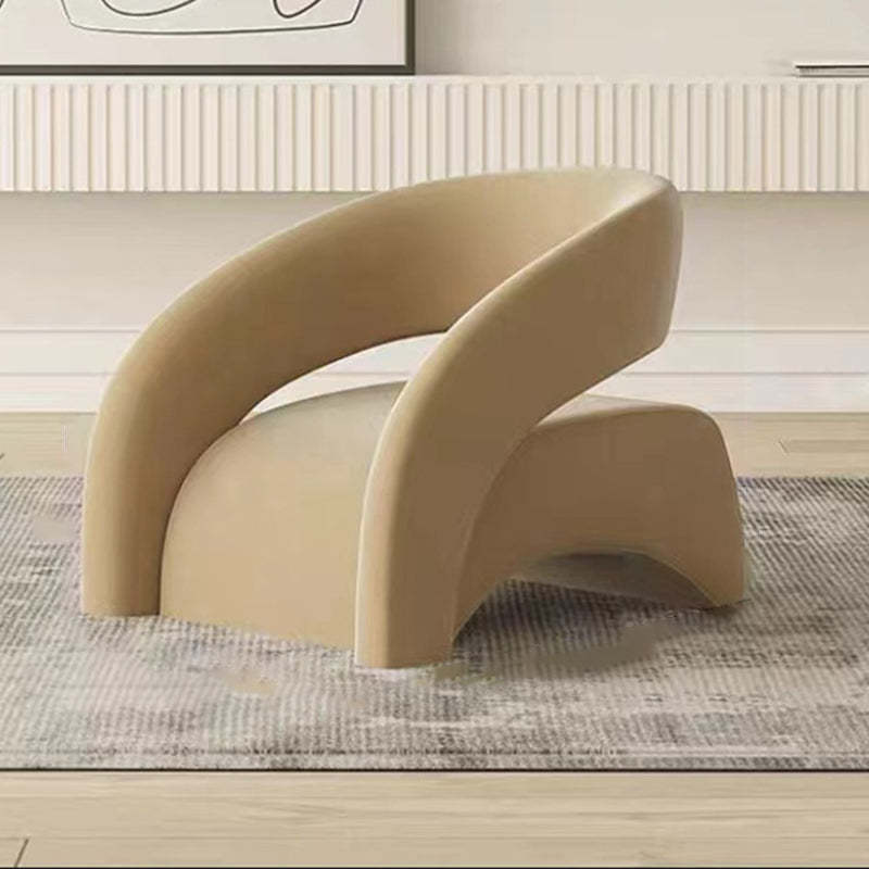 Scandinavian Cream Curved Lambswool Velvet Accent Chair