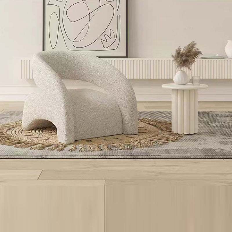 Nordic lambswool curved cream accent chairs — White