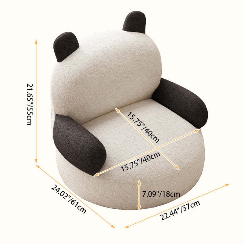 Contemporary Baby Panda Lambswool Accent Chair