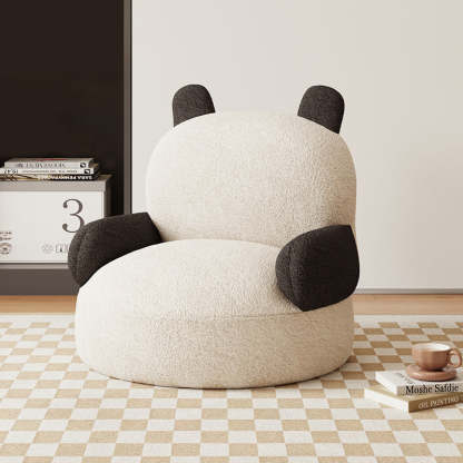 Contemporary Baby Panda Lambswool Accent Chair — Brown