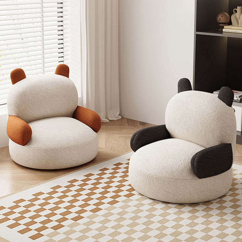 Contemporary Baby Panda Lambswool Accent Chair — Black
