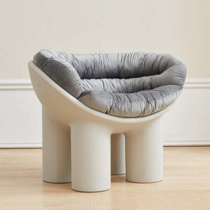 Contemporary Elephant-Leg Plastic Curved Chair — White