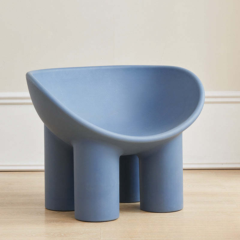 Contemporary Elephant-Leg Plastic Curved Chair — Black