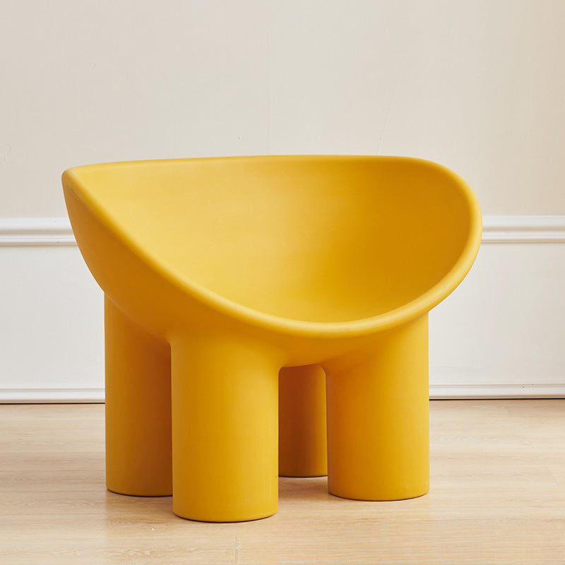 Contemporary Elephant-Leg Plastic Curved Chair — Yellow