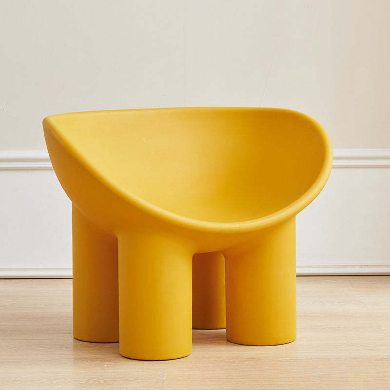 Contemporary Elephant-Leg Plastic Curved Chair — Yellow