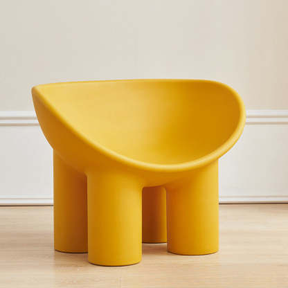 Contemporary Elephant-Leg Plastic Curved Chair — Yellow