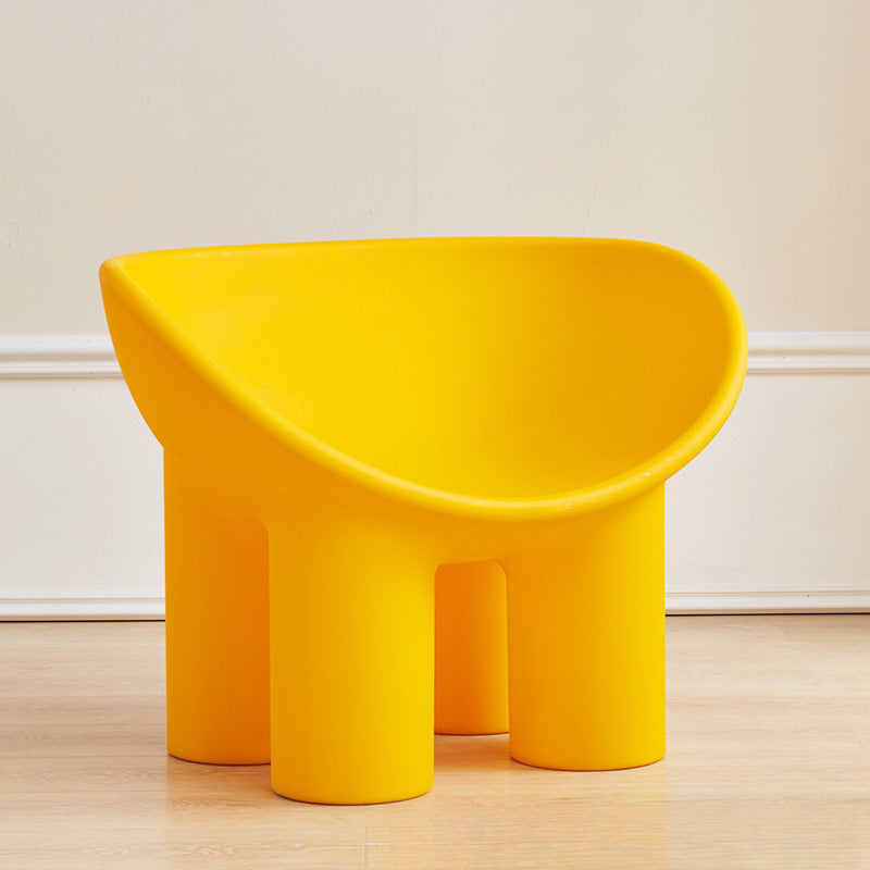 Contemporary Elephant-Leg Plastic Curved Chair — Haze Blue