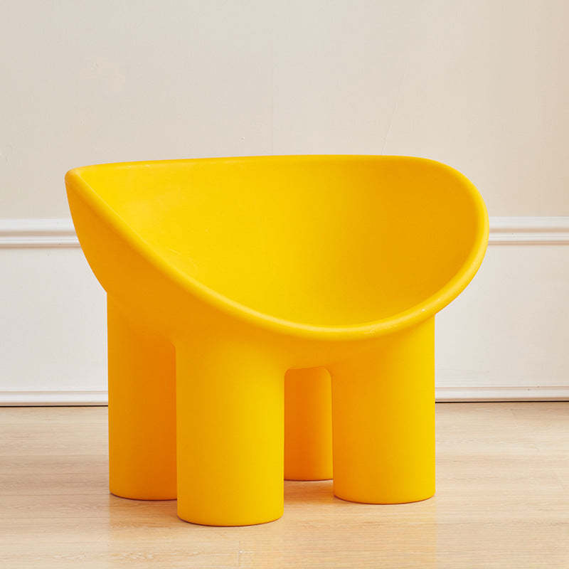 Contemporary Elephant-Leg Plastic Curved Chair — Haze Blue
