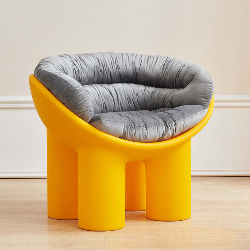 Contemporary Elephant-Leg Plastic Curved Chair — Pink