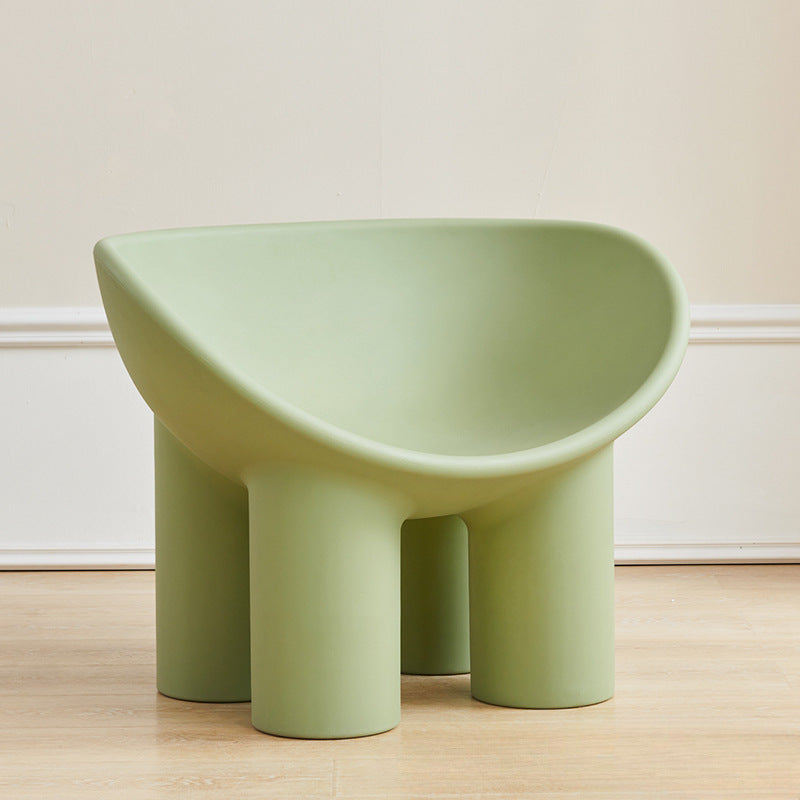 Contemporary Elephant-Leg Plastic Curved Chair — Gray