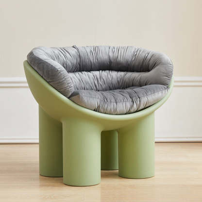 Contemporary Elephant-Leg Plastic Curved Chair — White