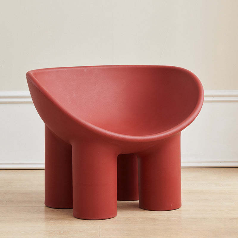 Contemporary Elephant-Leg Plastic Curved Chair — Reddish Brown