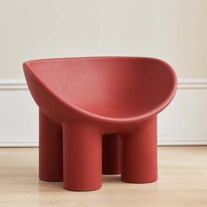 Contemporary Elephant-Leg Plastic Curved Chair — Reddish Brown