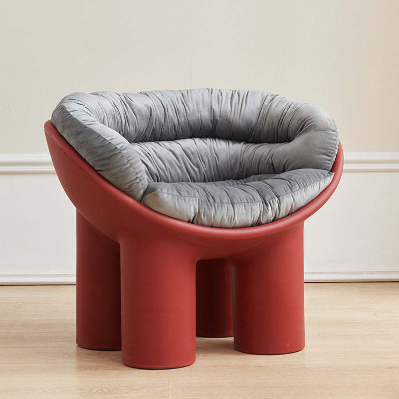 Contemporary Elephant-Leg Plastic Curved Chair — Black