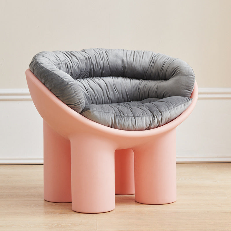 Contemporary Elephant-Leg Plastic Curved Chair — Yellow