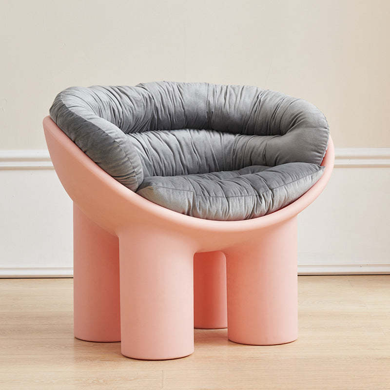 Contemporary Elephant-Leg Plastic Curved Chair — Yellow