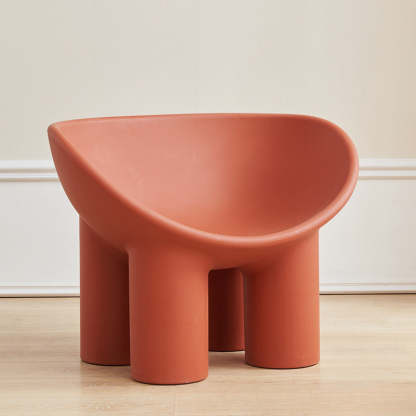Contemporary Elephant-Leg Plastic Curved Chair — Green