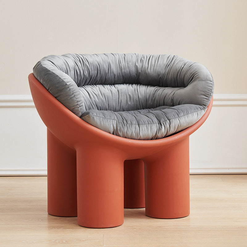 Contemporary Elephant-Leg Plastic Curved Chair — Navy Blue