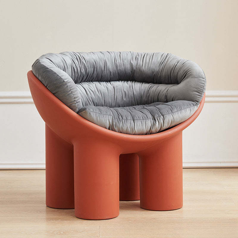 Contemporary Elephant-Leg Plastic Curved Chair — Navy Blue